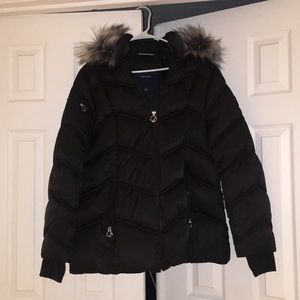 Nautica Faux Fur Trip Puffer Jacket